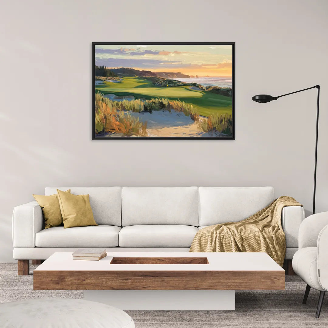 Bandon Dunes Golf Landscape - Living Room Black Frame Canvas
