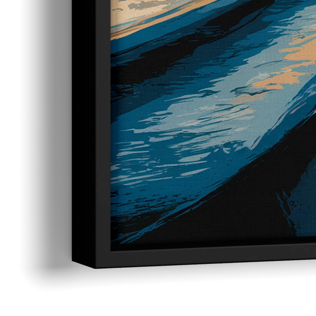 Seaside Sailboat Horizon - Close-Up Black Frame Canvas