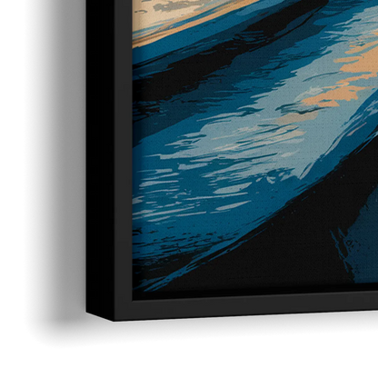 Seaside Sailboat Horizon - Close-Up Black Frame Canvas