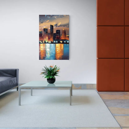 Houston Skyline Glow - Canvas Wall Art Living Room
