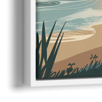 Huntington Beach Pacific Coast - Close-Up White Frame Canvas