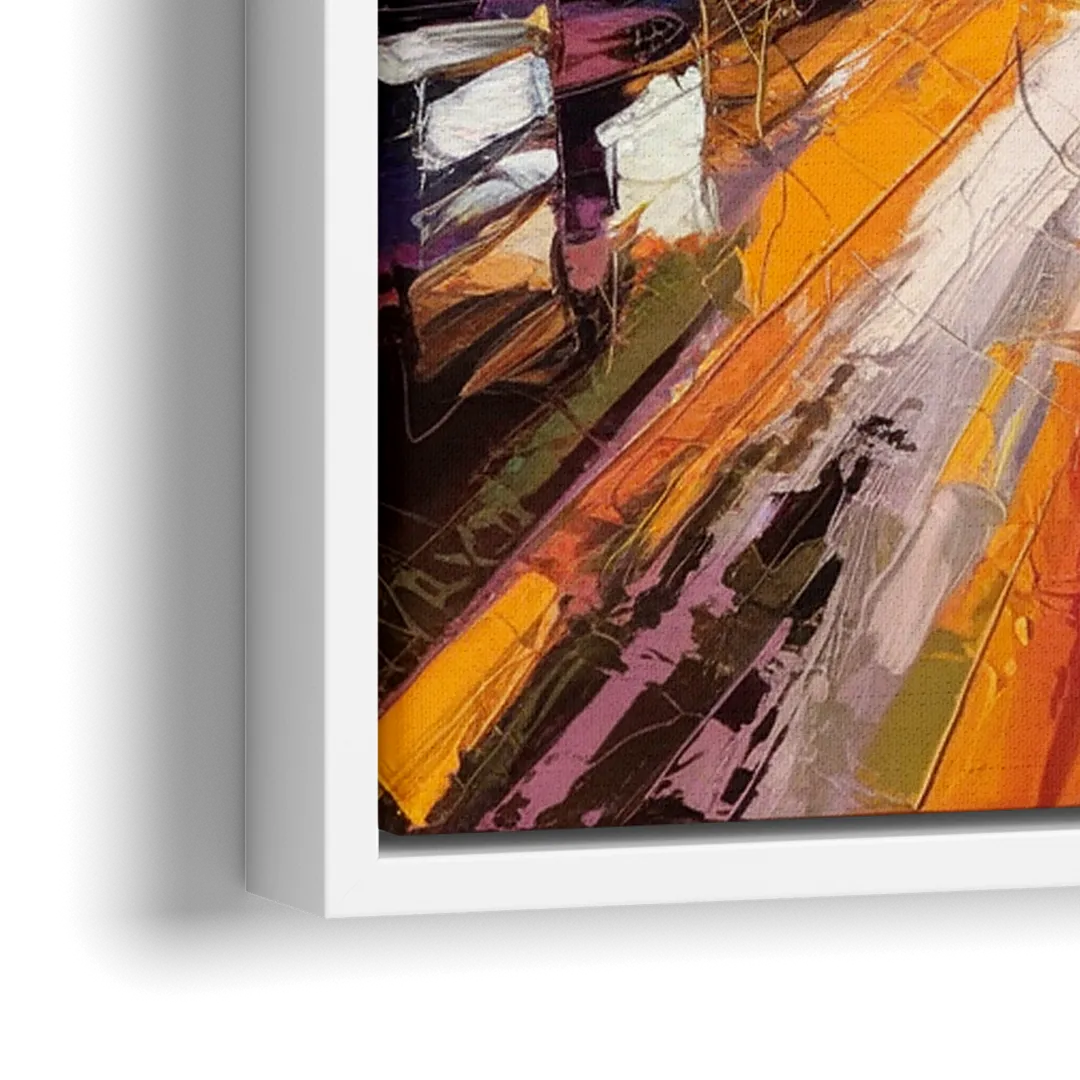 Phoenix Arizona Downtown Lights - Close-Up White Frame Canvas