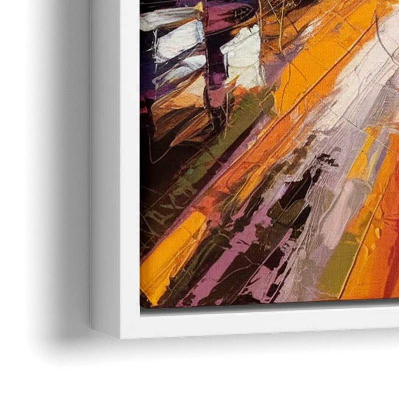 Phoenix Arizona Downtown Lights - Close-Up White Frame Canvas