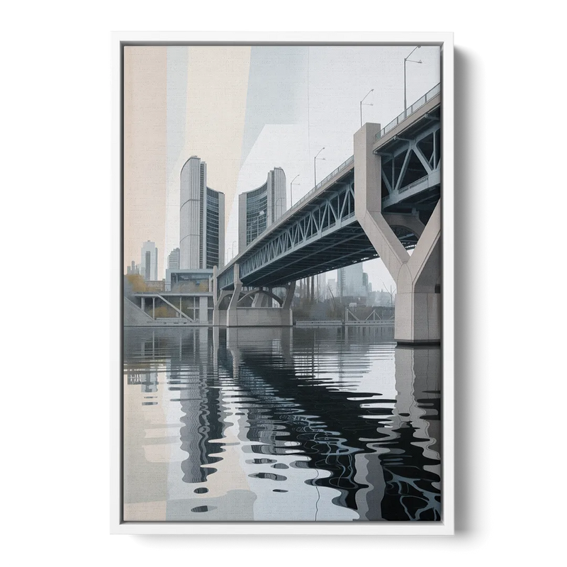 Toronto Cherry Street Bridge - White Frame Canvas