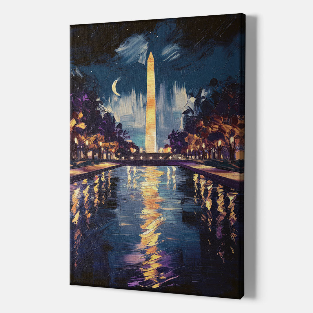 Washington DC Night Lights - Canvas Wall Art Indoor