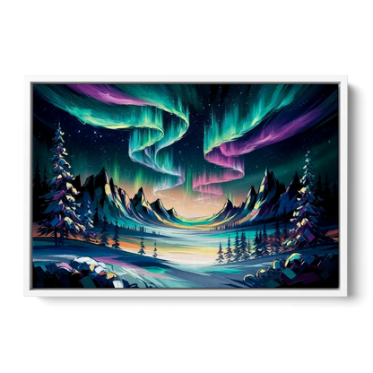 Aurora Vibrant Skies - White Frame Canvas