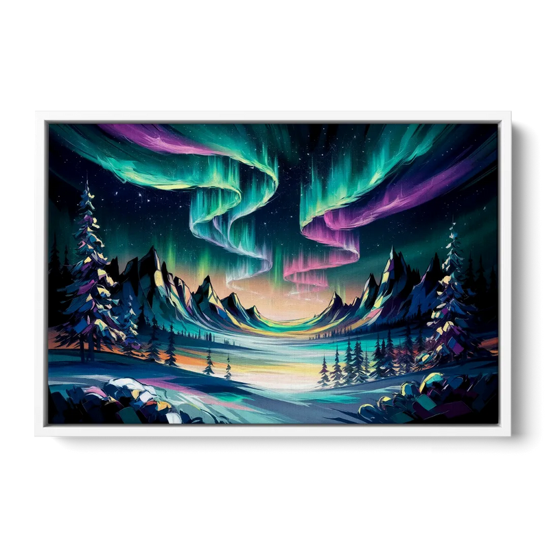 Aurora Vibrant Skies - White Frame Canvas