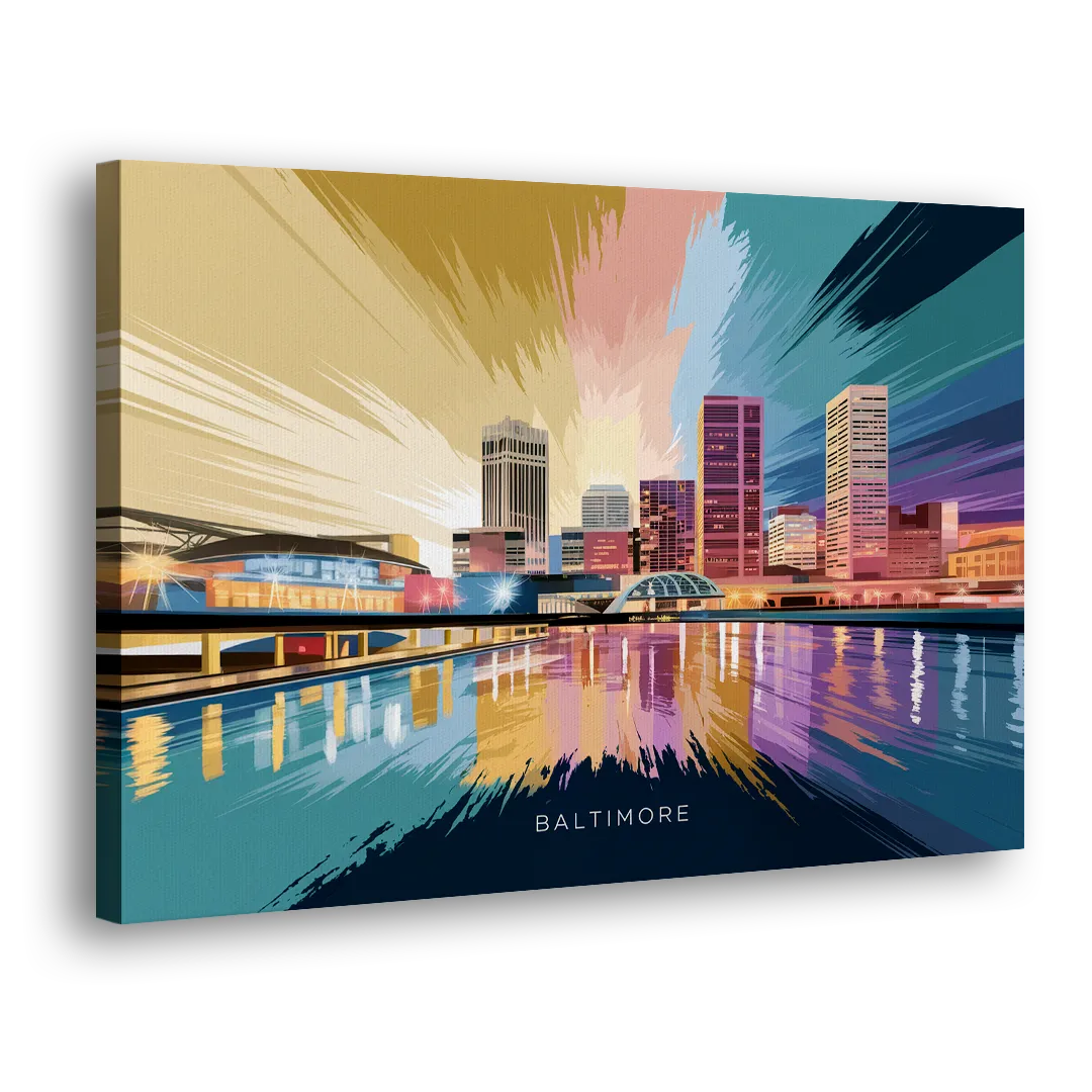 Baltimore Iconic Skyline - Canvas Print Art Sides