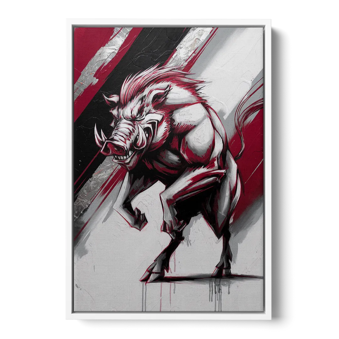 Little Rock Razorbacks Tribute - White Frame Canvas