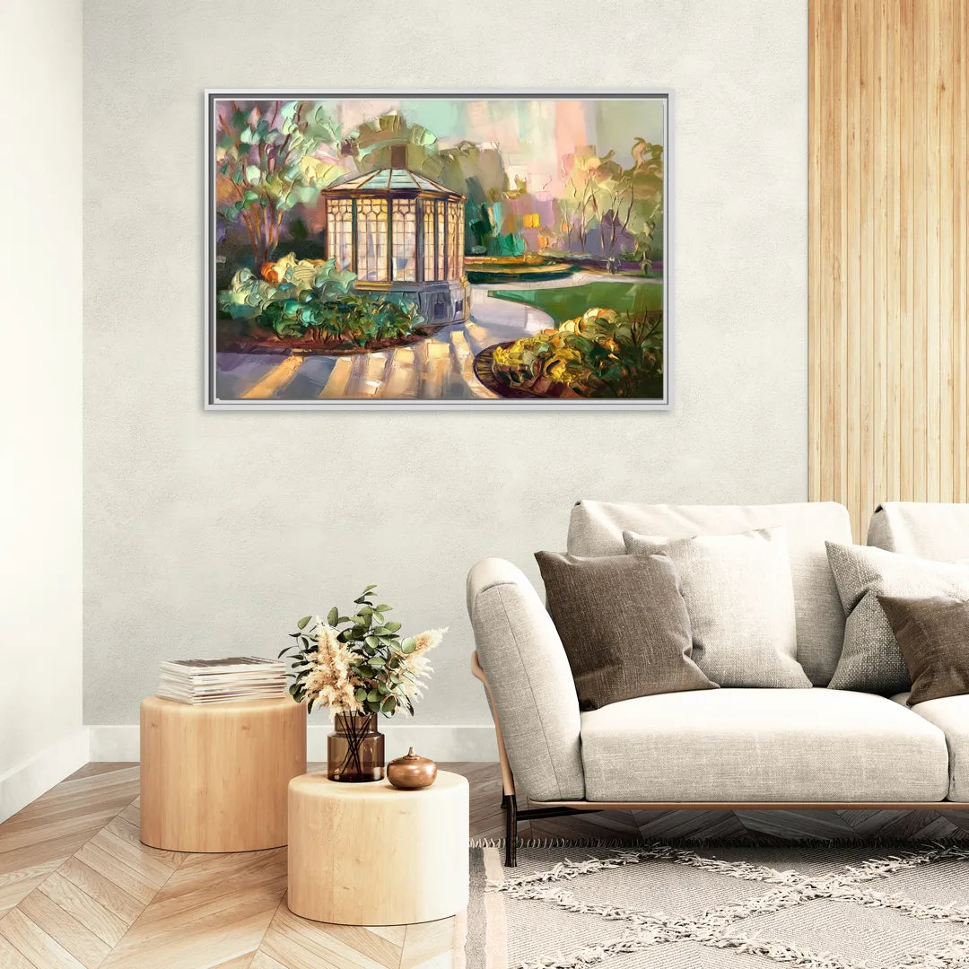 St. Louis Forest Park Landscape - Living Room White Frame Canvas
