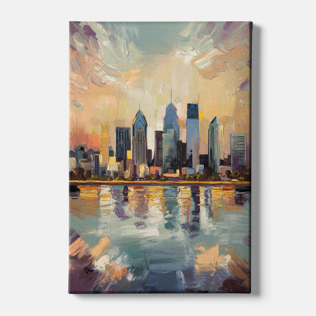 Philadelphia Skyline Reflections - Canvas Wall Art
