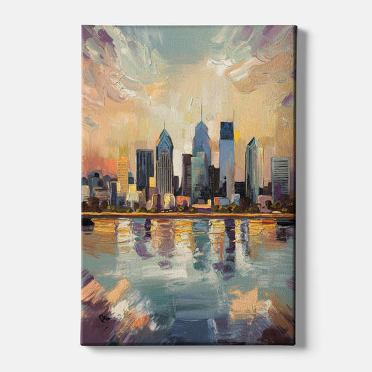 Philadelphia Skyline Reflections - Canvas Wall Art