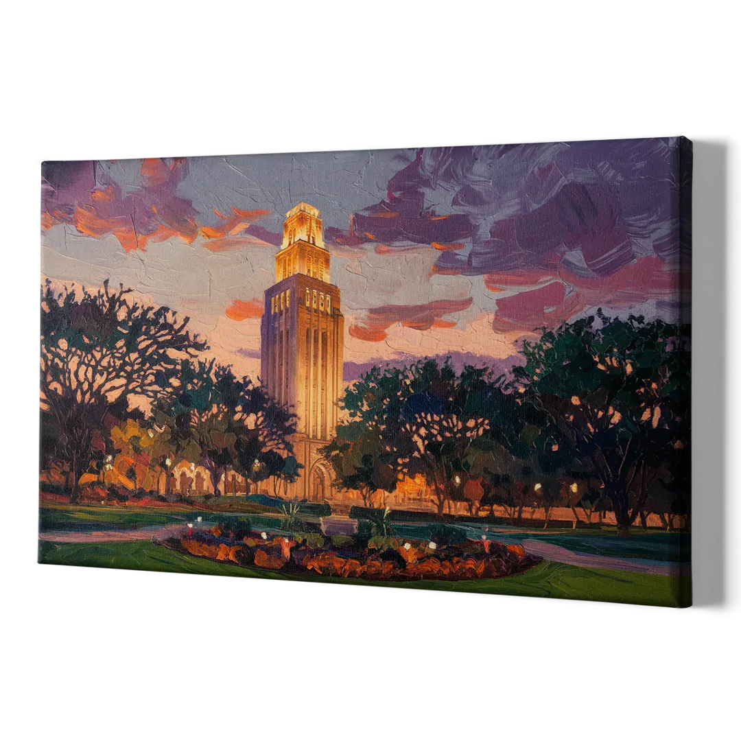 Austin Ut Tower Glow - Canvas Print Art Sides
