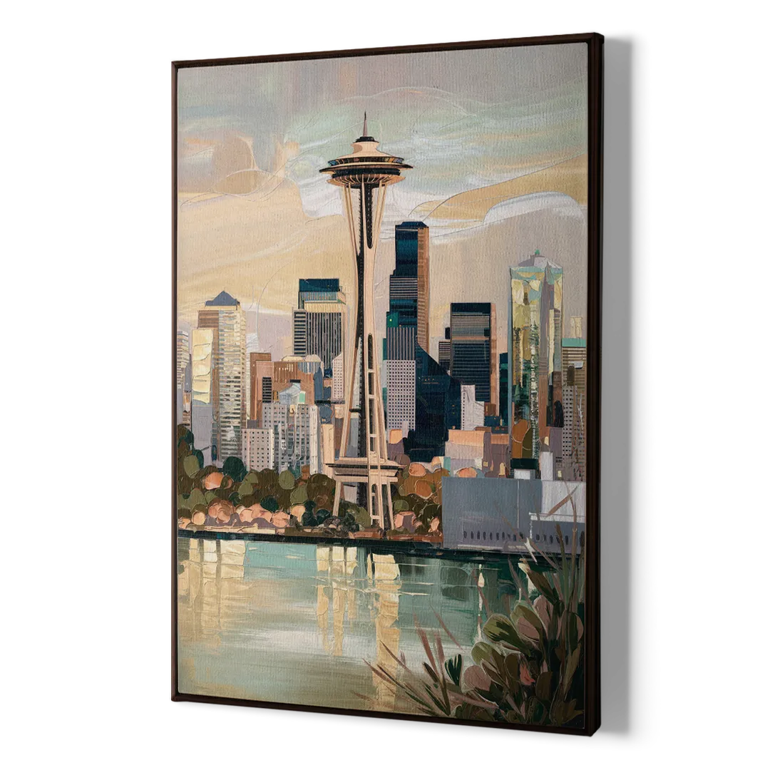 Seattle Space Needle and Cityscape - Canvas Print Art Sides