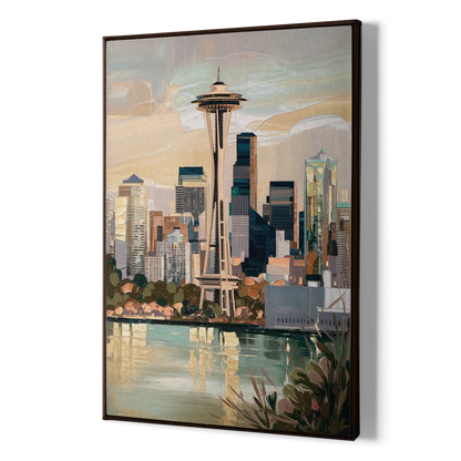 Seattle Space Needle and Cityscape - Canvas Print Art Sides
