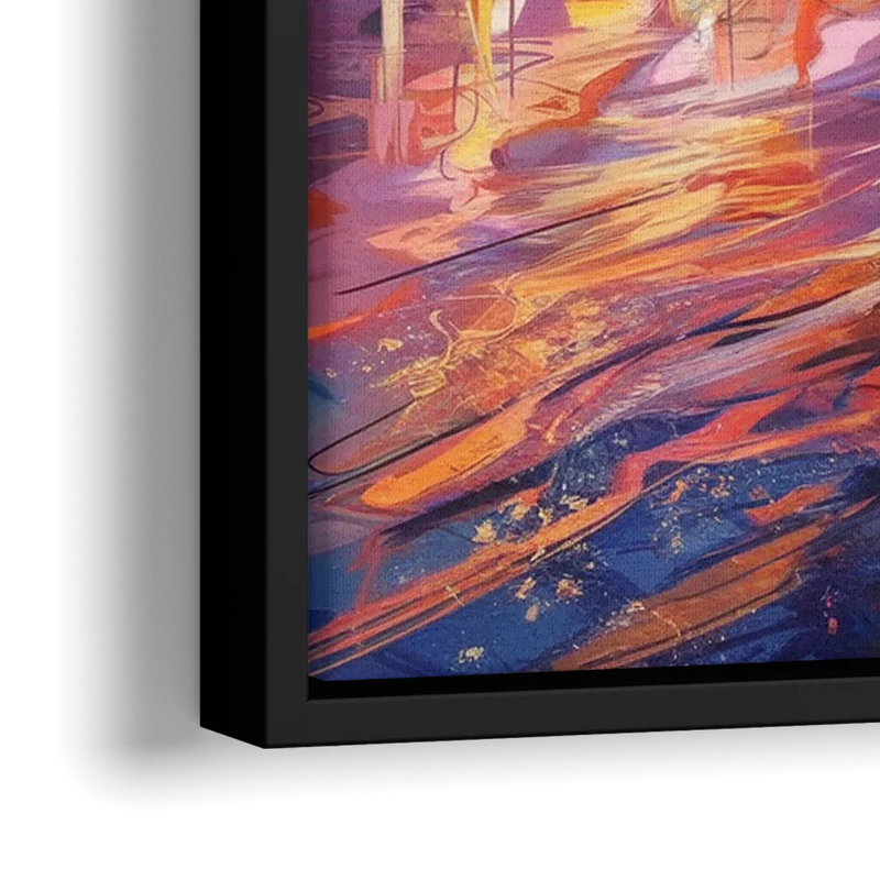 Philadelphia Skyline at Sunset - Close-Up Black Frame Canvas