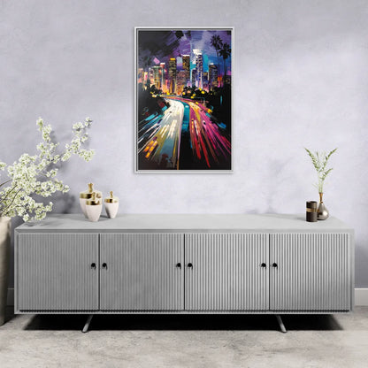 Los Angeles Urban Cityscape - Living Room White Frame Canvas