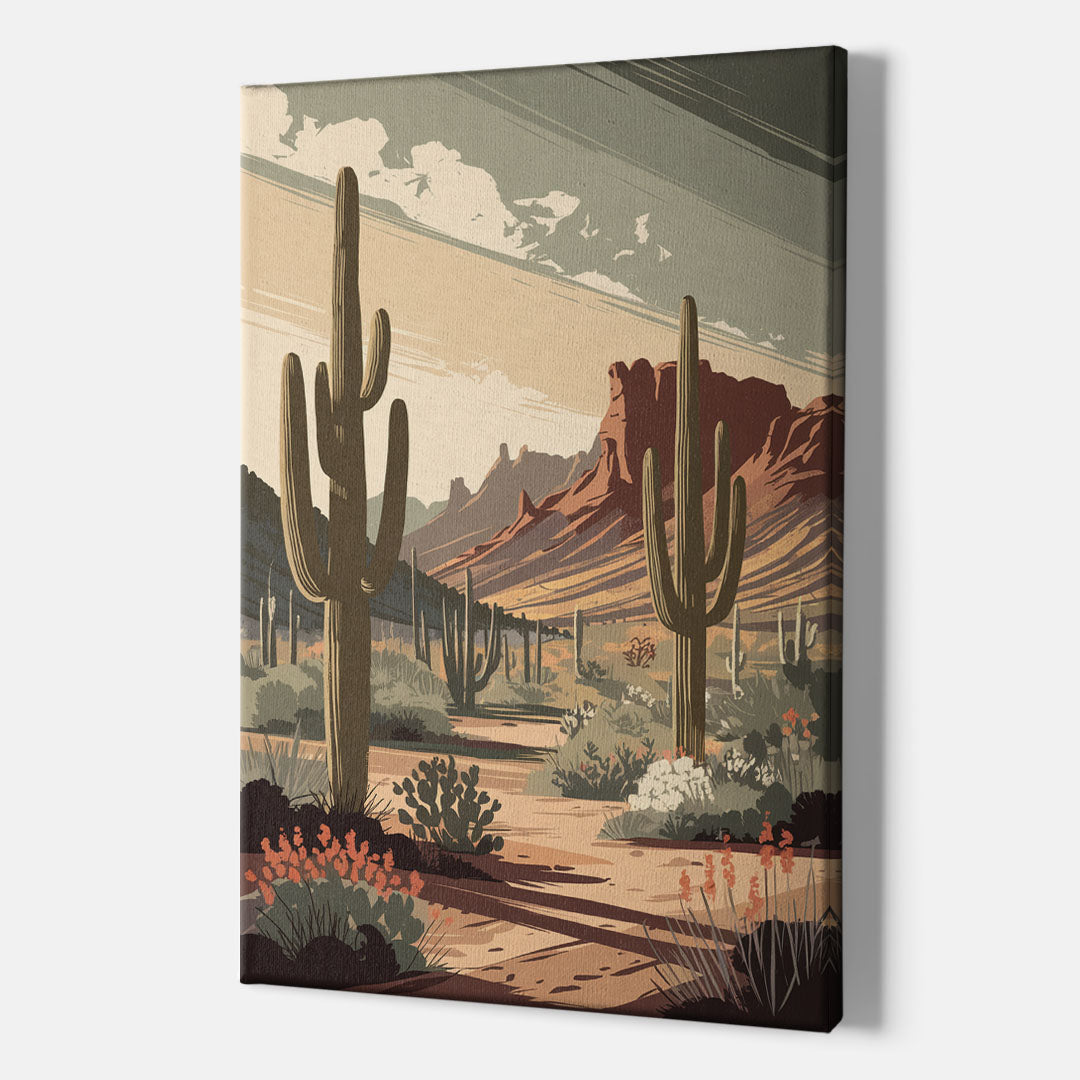 Chandler Arizona Cactus - Canvas Wall Art Indoor