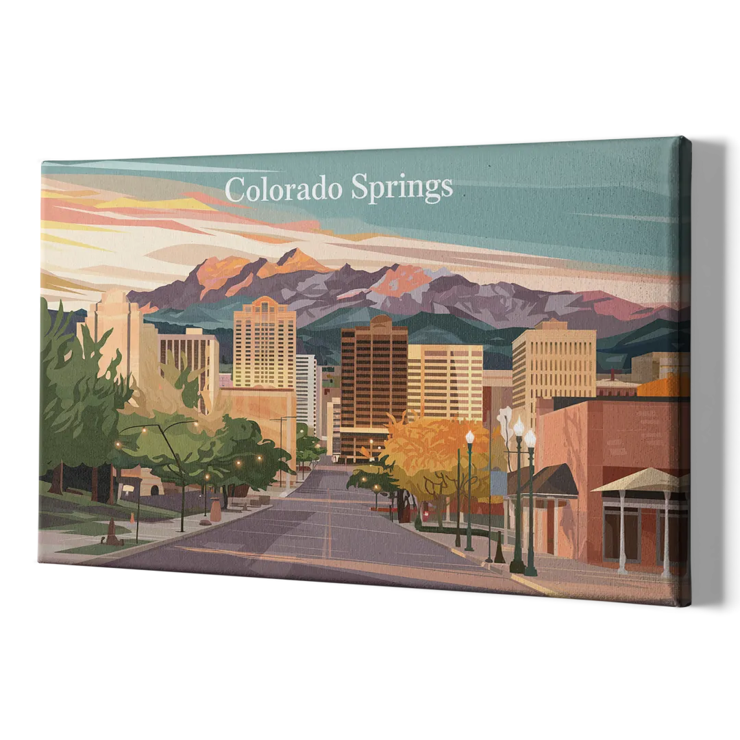 Colorado Springs Downtown Charm - Canvas Print Art Sides