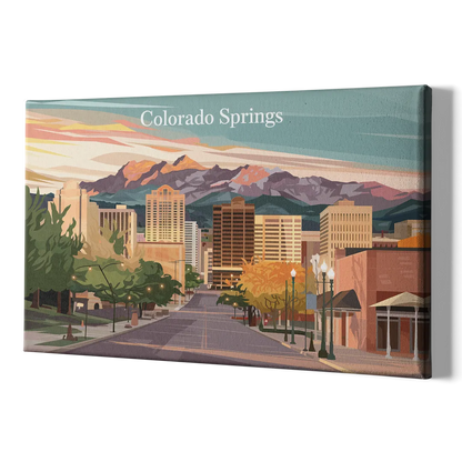 Colorado Springs Downtown Charm - Canvas Print Art Sides