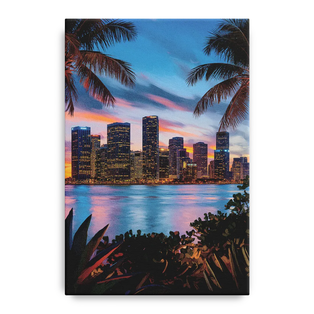 Miami Waterfront Skyline - Canvas Wall Art