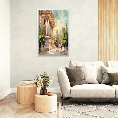 Greensboro Historic Architecture - Living Room White Frame Canvas
