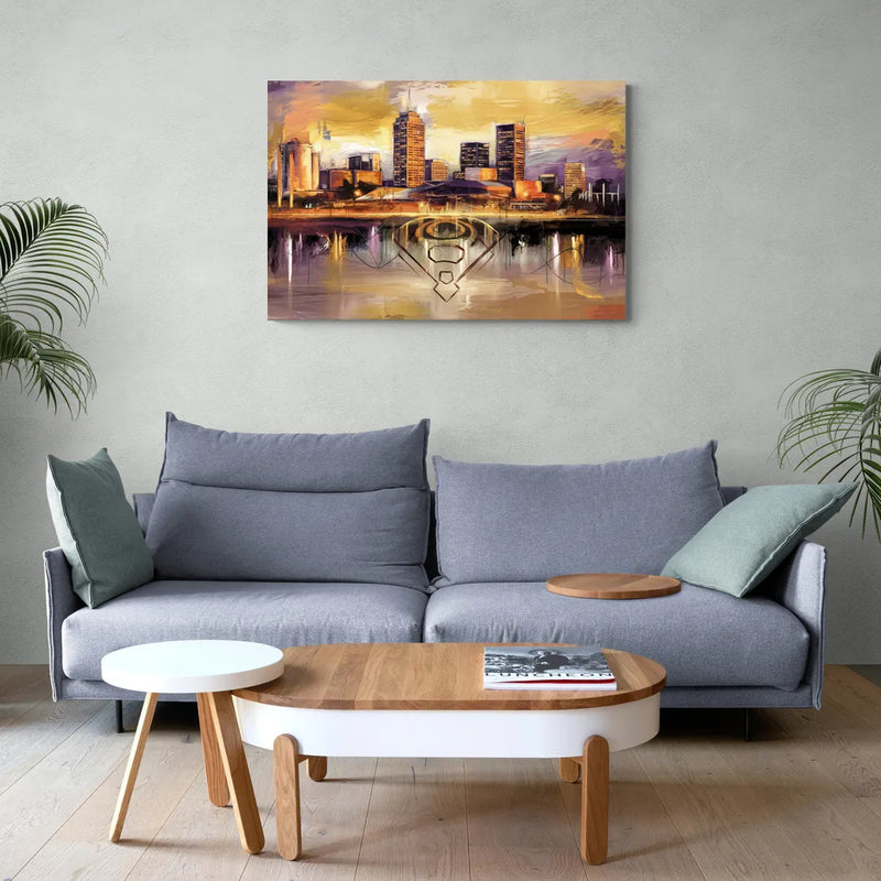 Baltimore Skyline With Orioles Theme - Canvas Wall Art Living Room