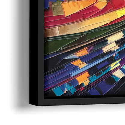 Greenville Vibrant Cityscape - Close-Up Black Frame Canvas