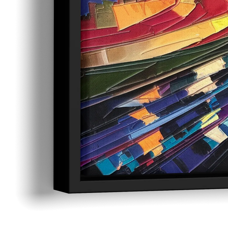 Greenville Vibrant Cityscape - Close-Up Black Frame Canvas