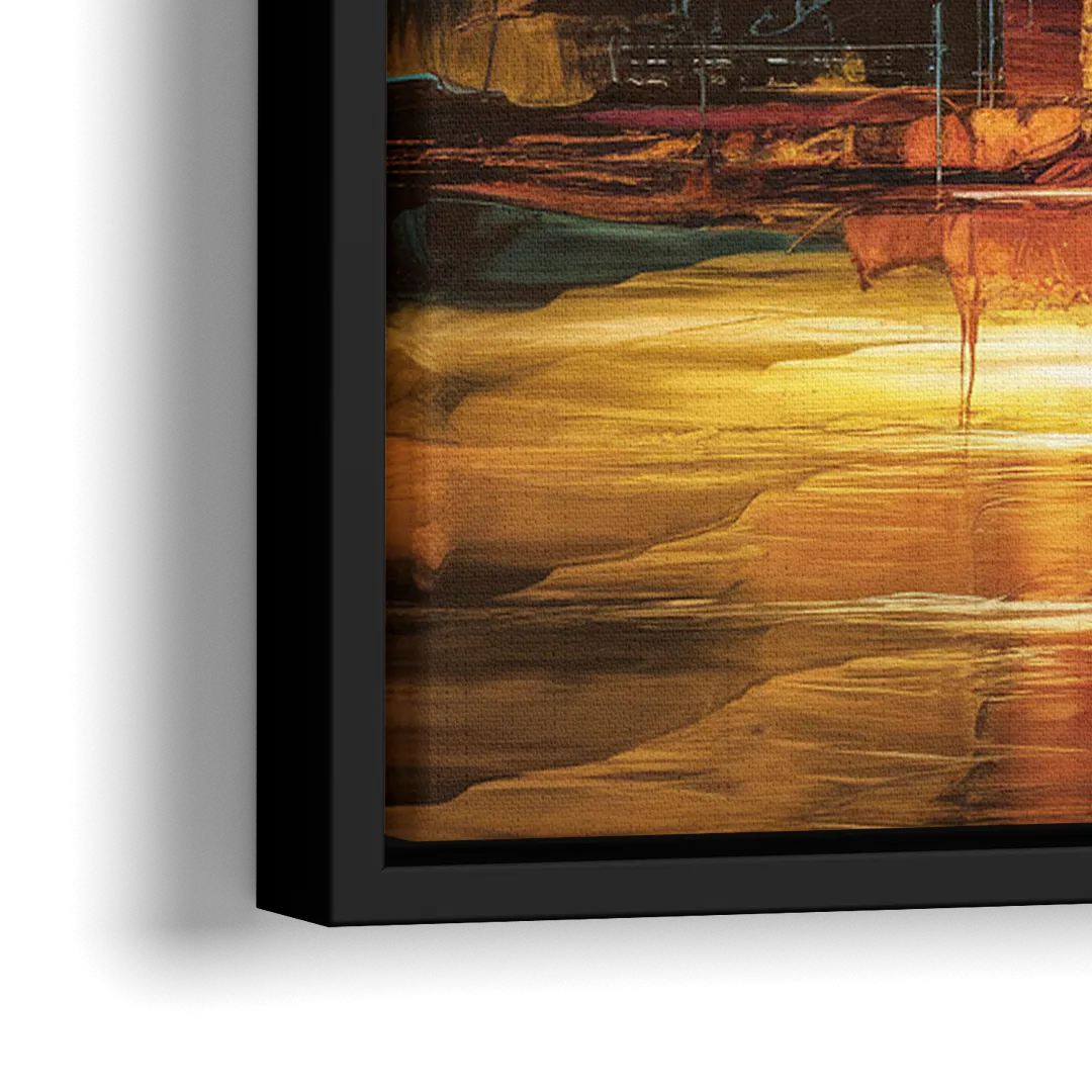 Houston Cityscape - Close-Up Black Frame Canvas