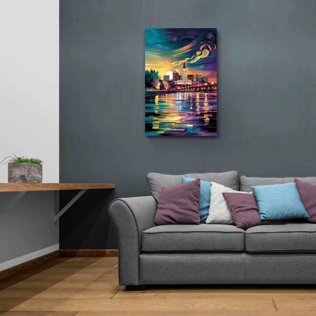 New Orleans Cityscape Reflections - Canvas Wall Art Living Room