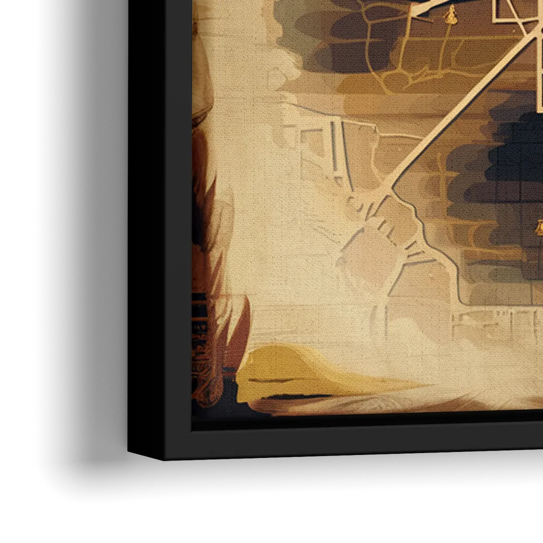 Denver Neighborhood Map - Close-Up Black Frame Canvas