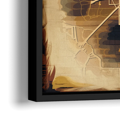 Denver Neighborhood Map - Close-Up Black Frame Canvas