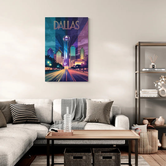 Dallas Night Lights - Canvas Wall Art Living Room