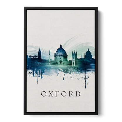 Oxford Skyline Panorama - Black Frame Canvas