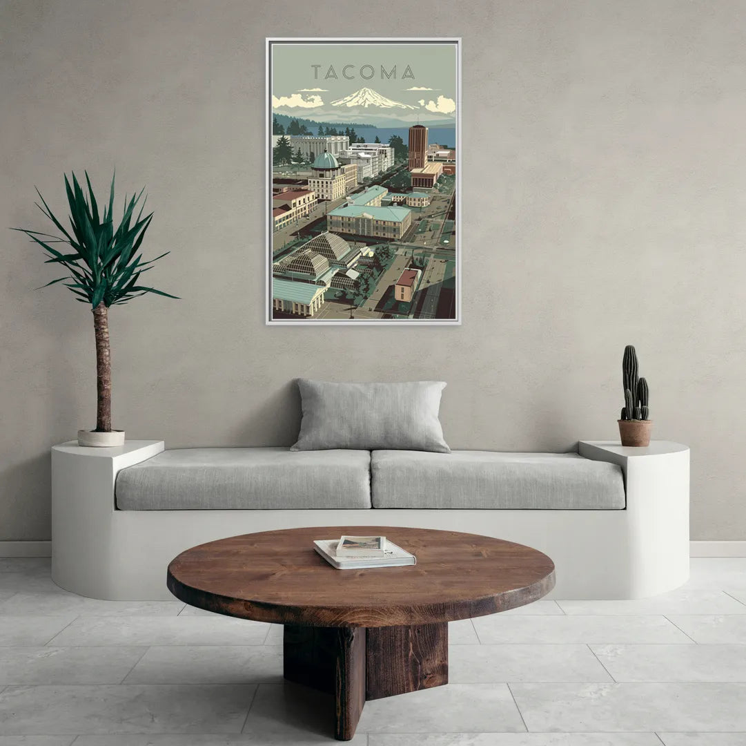 Tacoma Historic Landmarks - Living Room White Frame Canvas