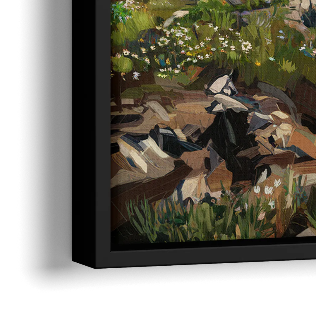 Washington State Mountain View - Close-Up Black Frame Canvas