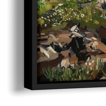Washington State Mountain View - Close-Up Black Frame Canvas