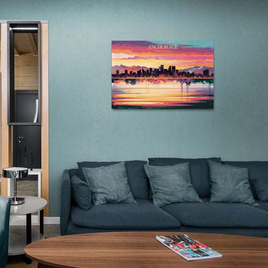 Anchorage Skyline Sunset - Canvas Wall Art Living Room