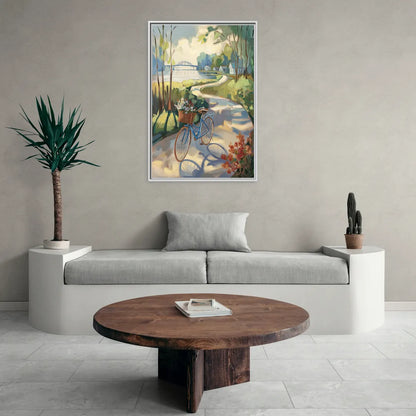 Mackinac Island Bicycle Path - Living Room White Frame Canvas