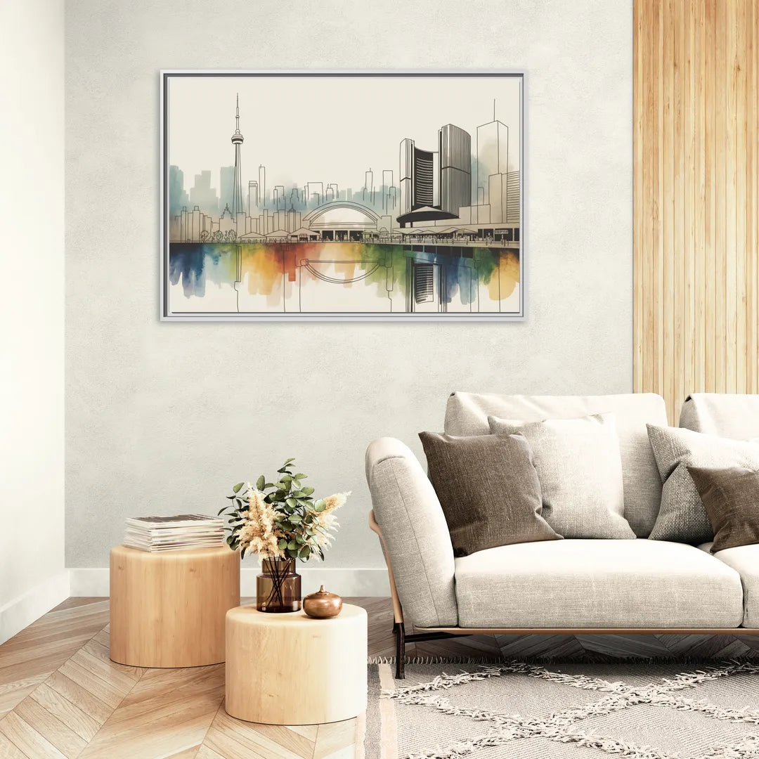 St Lawrence Skyline Market Scene - Living Room White Frame Canvas