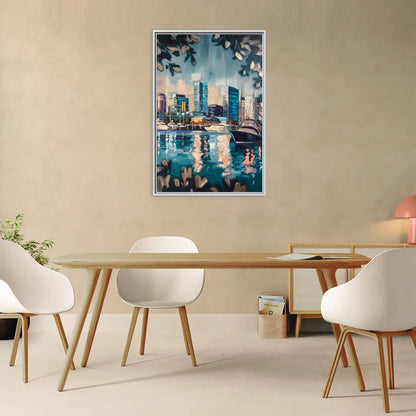 Baltimore Scenic Harbor Views - Living Room White Frame Canvas