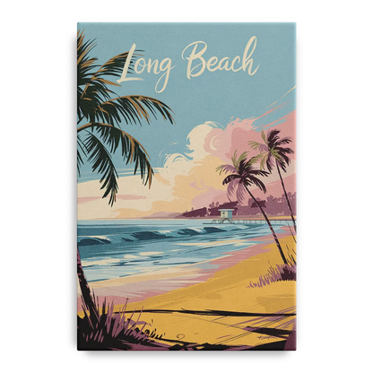 Long Beach California Coastal Scene - Canvas Wall Art