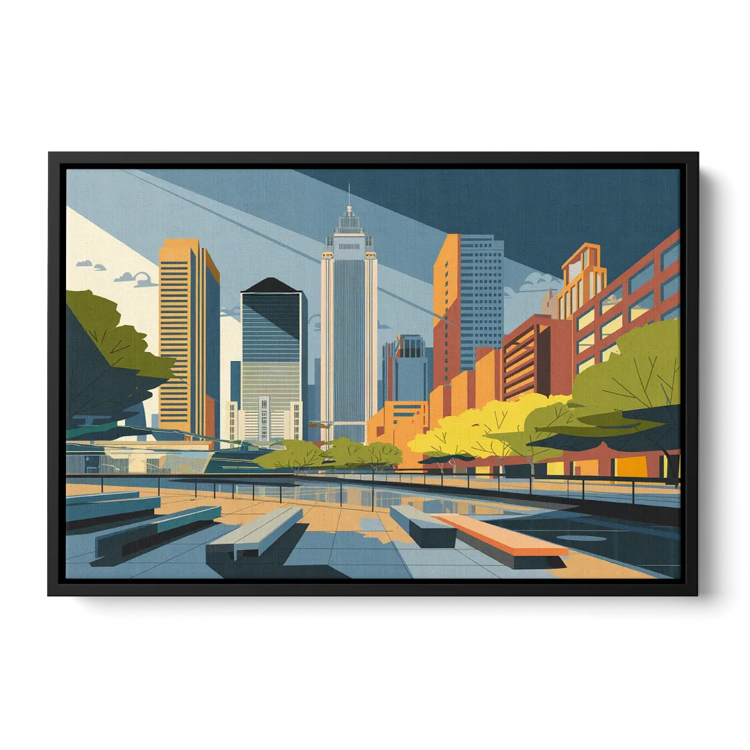 Jersey City Urban Architecture - Black Frame Canvas