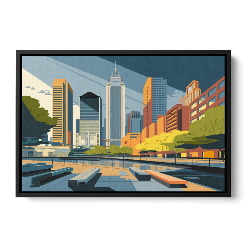 Jersey City Urban Architecture - Black Frame Canvas