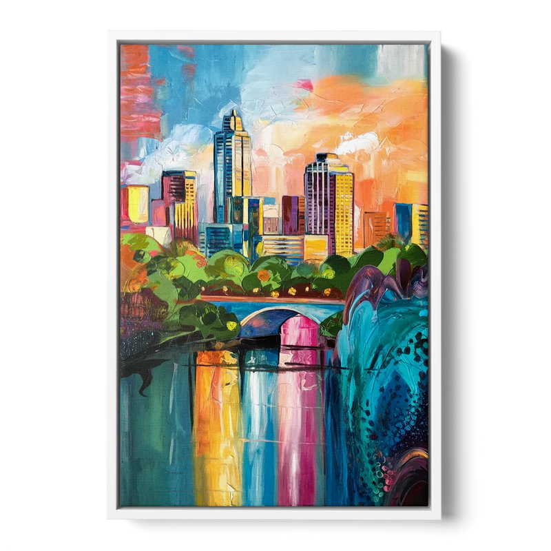 Austin Street Art Culture - White Frame Canvas