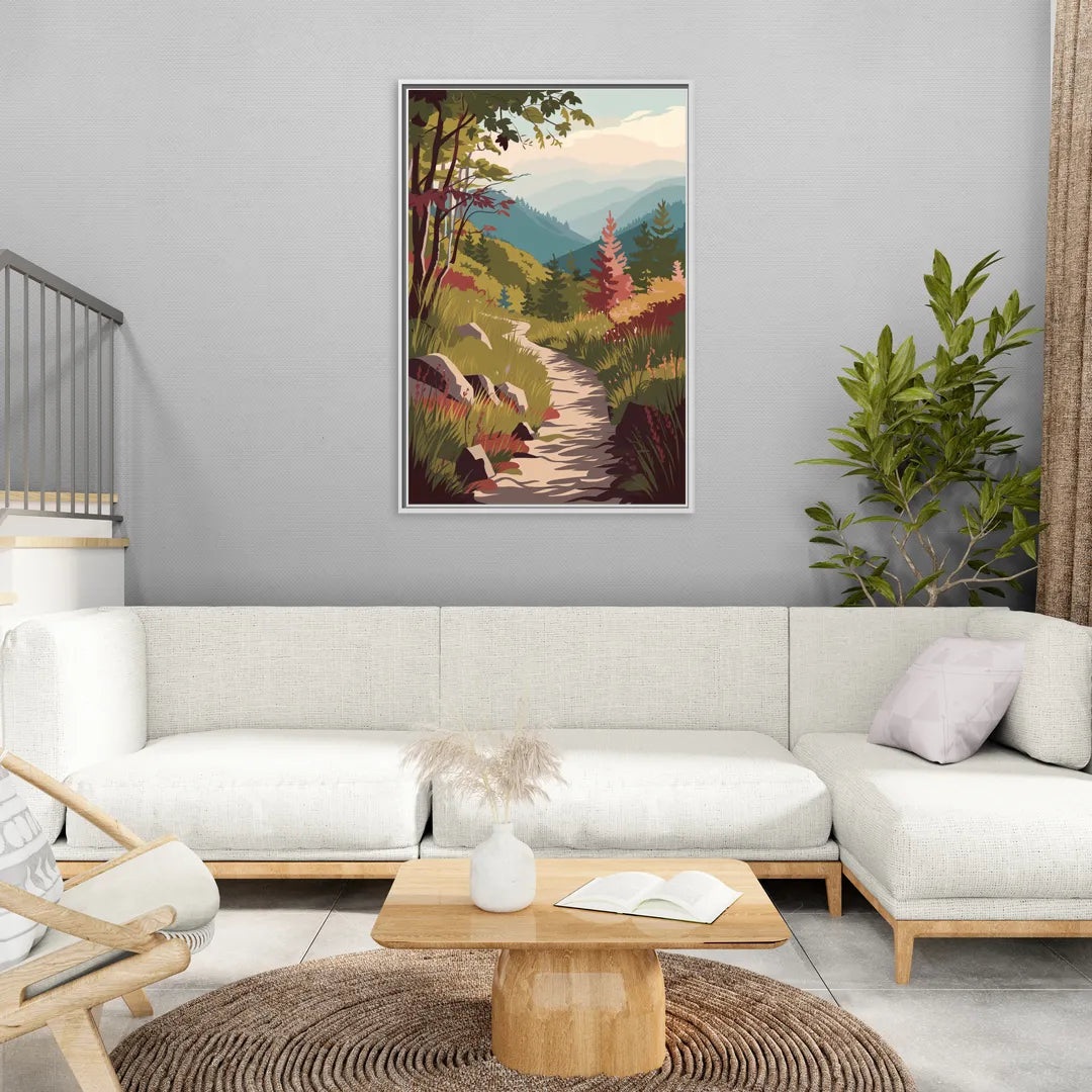 Asheville Appalachian Trail Views - Living Room White Frame Canvas