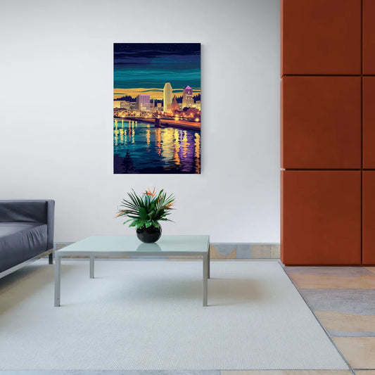 Portland Downtown Lights - Canvas Wall Art Living Room