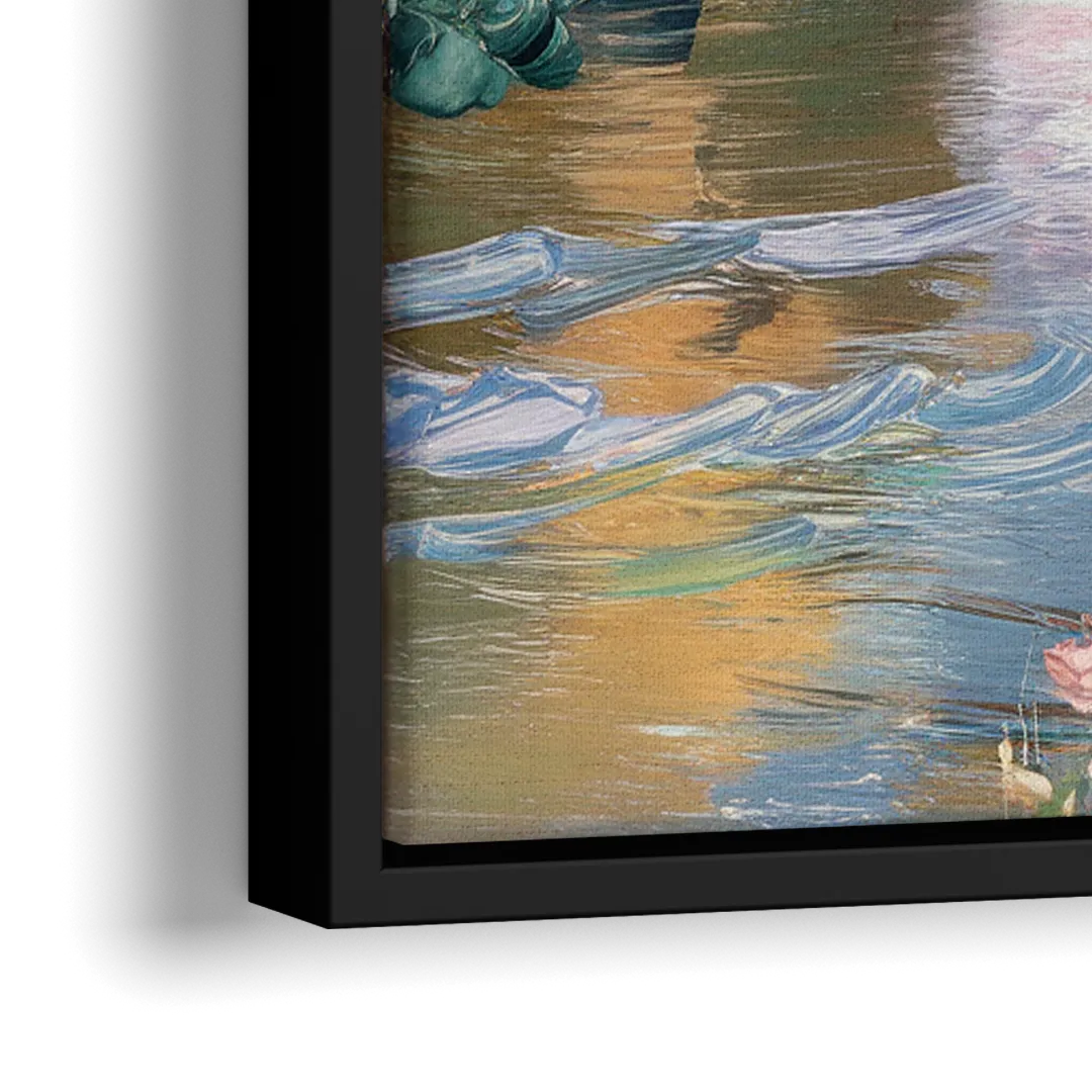 Riverside Artistic Riverfront - Close-Up Black Frame Canvas