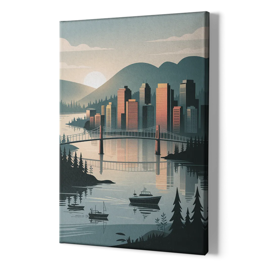 Vancouver Downtown Skyline - Canvas Print Art Sides